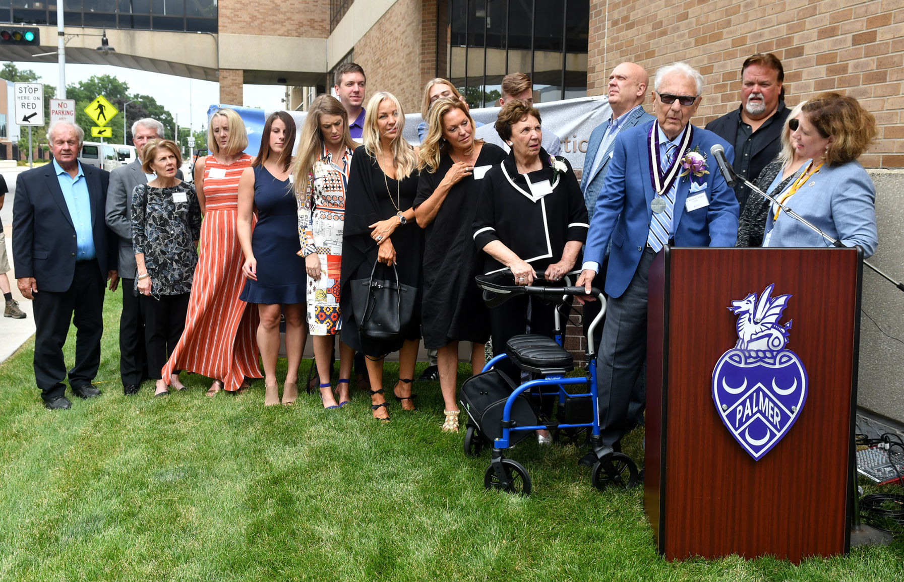 Dedication ceremony naming Palmer College student union the Bruce and Bethel Hagen Student Union.